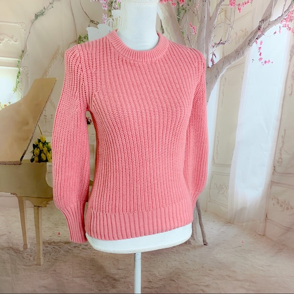 NEW J Crew Balloon Sleeve Pink Knit Sweater